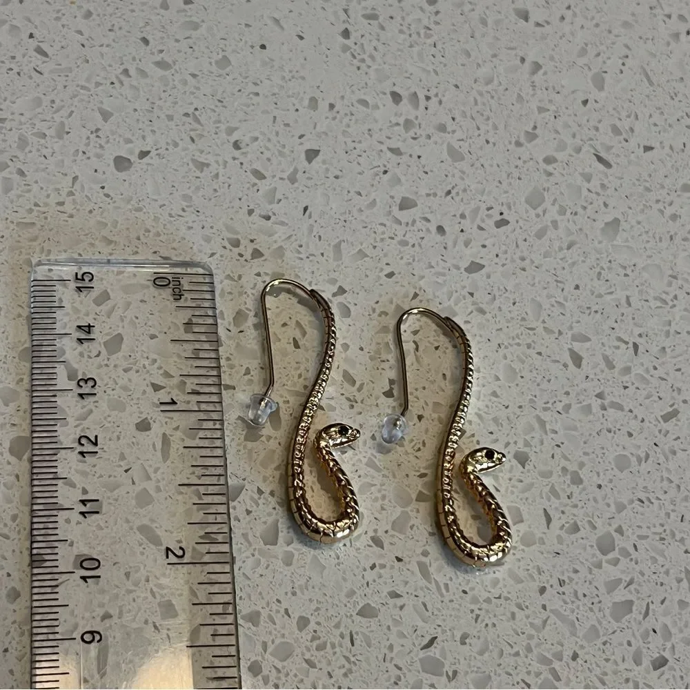 Python Snake Shaped Dramatic Ear Hooks Earrings - Picture 6 of 9